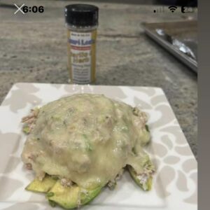 Swiss Tuna Melt seasoned with Lauri Lee's Ultra Low Sodium Garlic & Herb Seasoning Blend