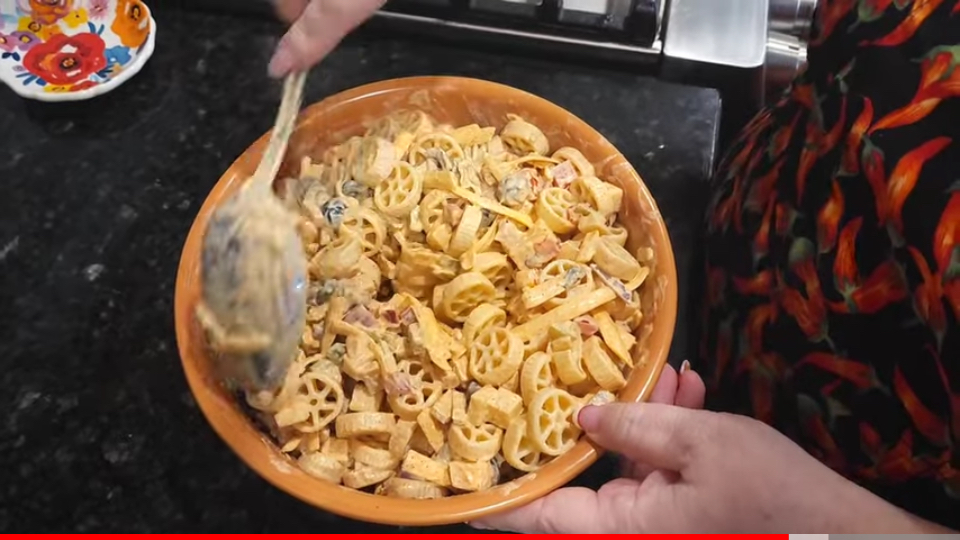 Taco Mac Salad seasoned with Lauri Lee's Ultra Low Sodium Taco Seasoning Blend